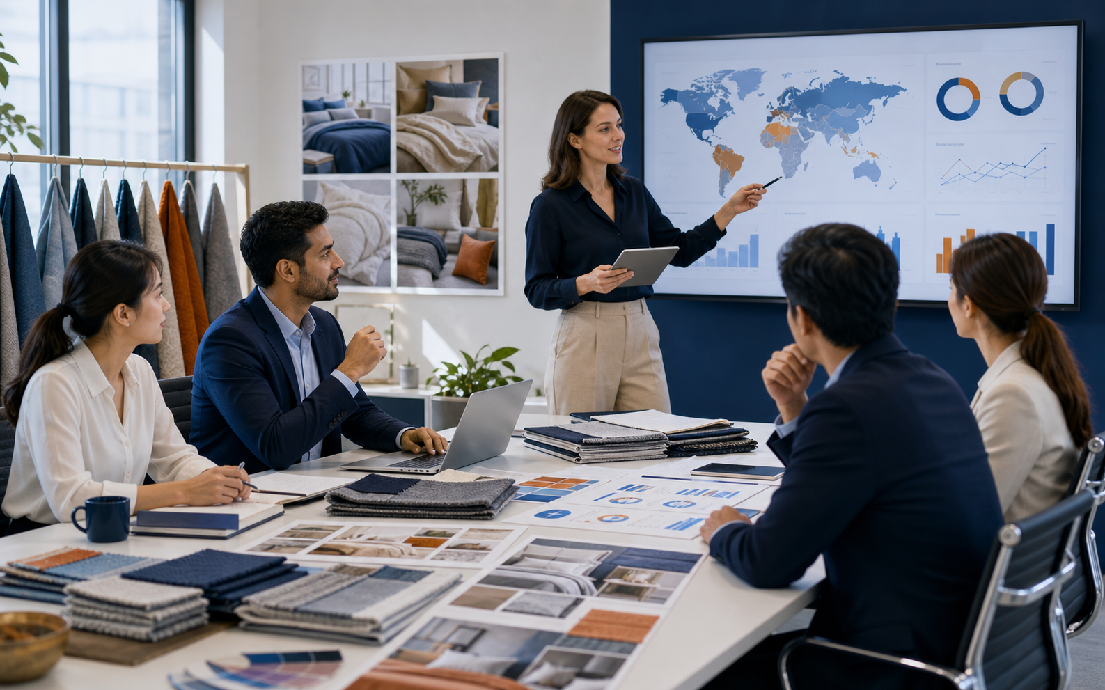 Marketing strategy session for home and living textile brands expanding internationally